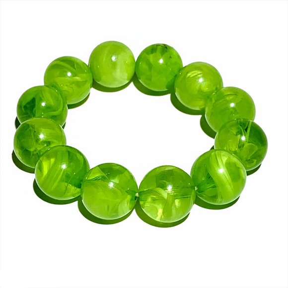 Vintage Translucent Bead Lucite Stretch Bracelet